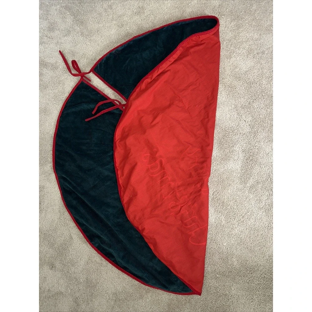 Vintage Green Velvet Corduroy Red Trim 